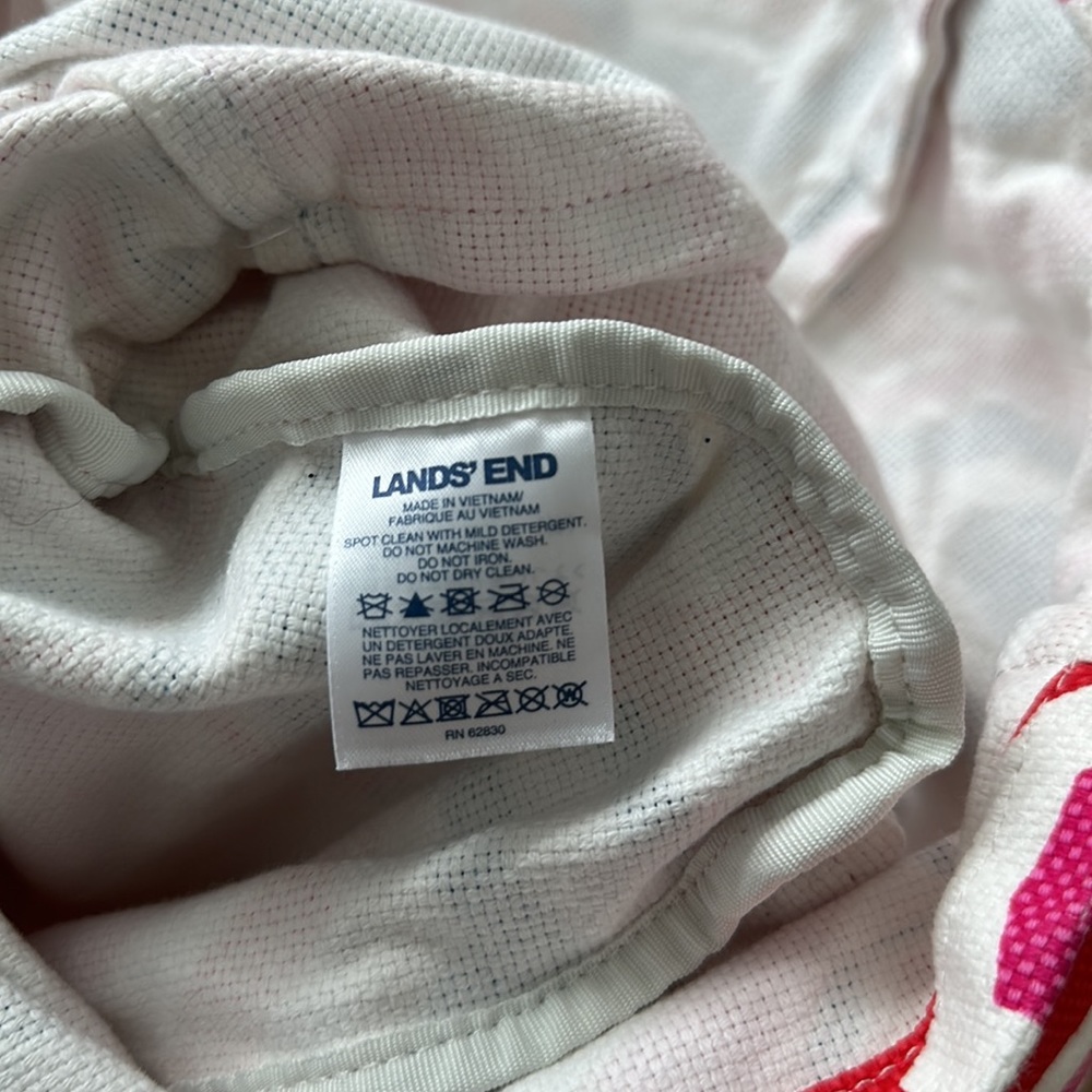 Lands’ End Pink Red White Blue Umbrella Print Large Packable Beach Tote Pool Bag - Picture 7 of 13